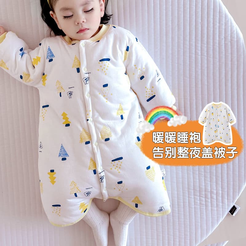 Baby Winter Pajamas - Super Thick Cotton Nightgown, Long Sleeve Bodysuit, Warm Homewear, Thick Sleeping Bag
