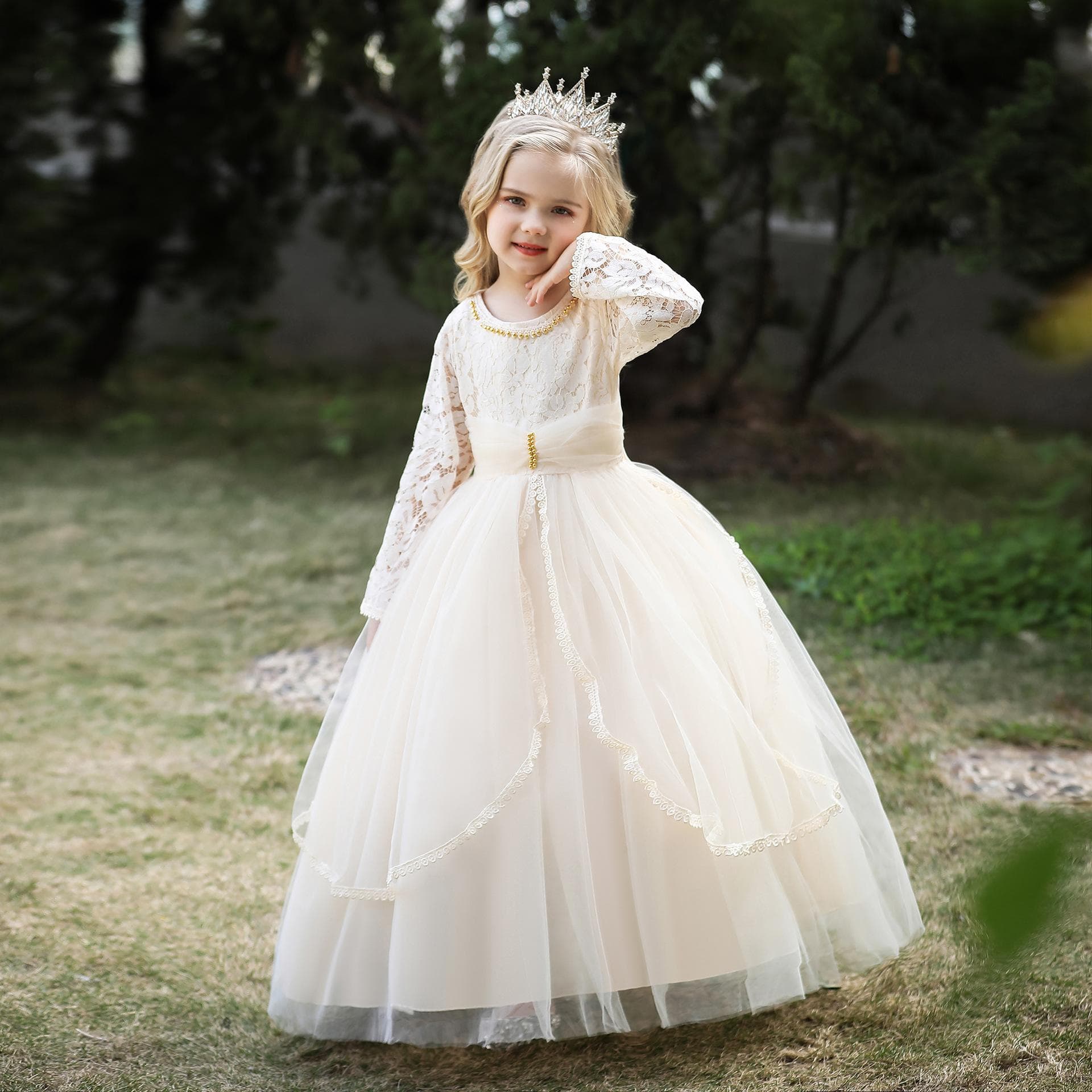 New Cross-Border Children's Princess Dress Flower Girl Wedding Evening Gown Tulle Dress Performance Costume