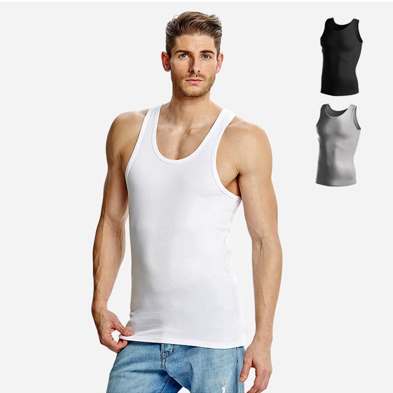New summer men's pure cotton vest narrow shoulders loose large size sports running fitness youth and elderly bottoming undershirt underwear
