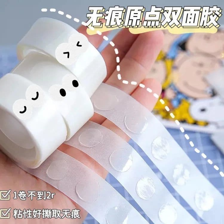 No-Trace Dot Glue, Round Double-Sided Tape for Balloons, Wall-Safe Transparent Nano Craft Adhesive Dots