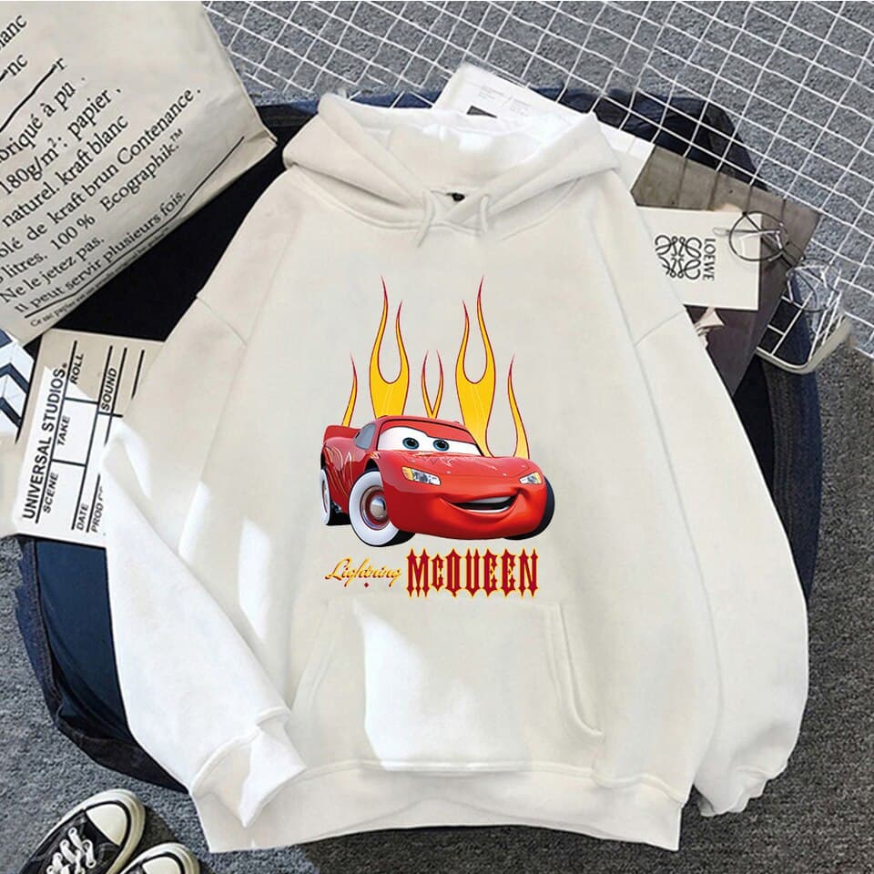 Cars Lightning McQueen Hoodies Women Vintage Jasmine Kawaii