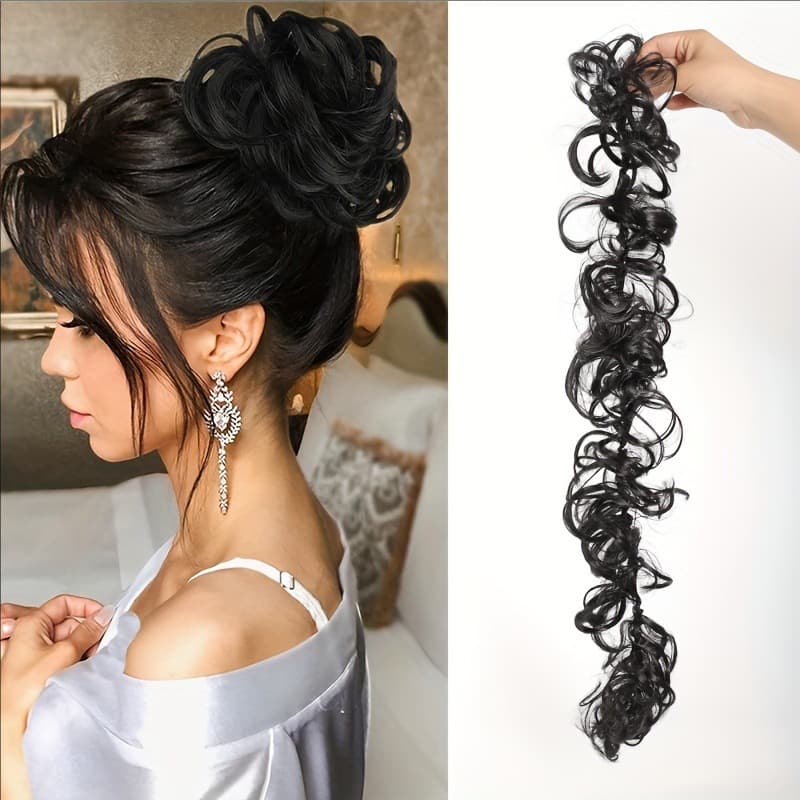 Women's Fashion Fresh Hair Bun Wig Coil Bun Hair Piece Curly Bun Hair Roll Caterpillar Updo Wig