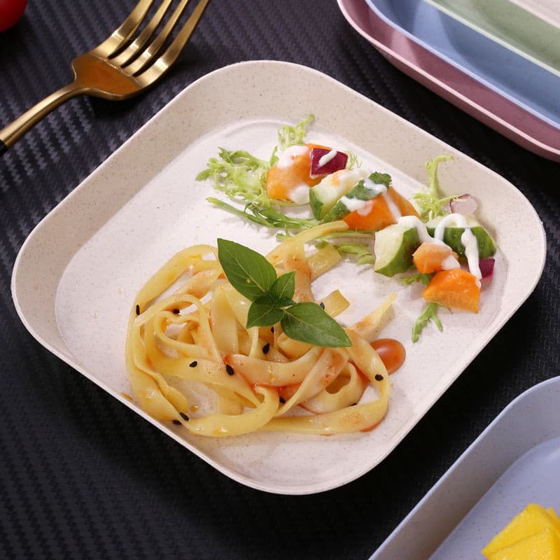 Creative wheat straw plate tableware for home use, vegetable plate, bone plate, fruit plate, student dinner plate, anti-fall plate wholesale