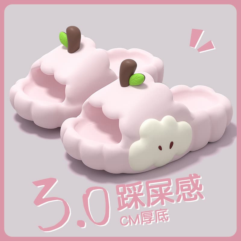 Little Apple Slippers Women 2026 New Summer Couple Home Indoor Thick Sole Anti-Slip Cloud-Like Soft Slippers Women
