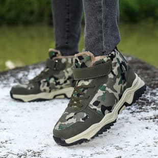 Winter Couple Camouflage Fleece-Lined Sports Shoes Fashion Anti-Slip Snow Boots Warm Outdoor Sports Shoes Factory Wholesale