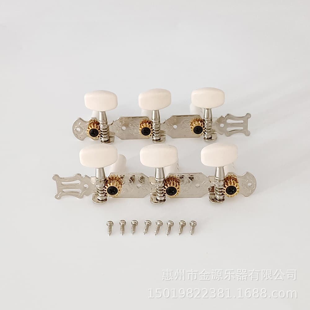 Folk Acoustic Guitar Tuning Pegs Open Gear 3-in-Line Chrome Plated White Buttons Guitar Parts