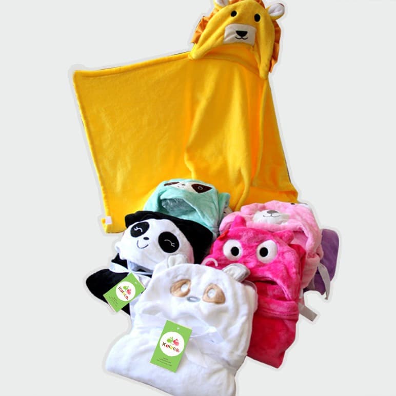 Roufei baby flannel cloak cape, infant hooded cartoon cape, direct from manufacturer with cartoon patterns