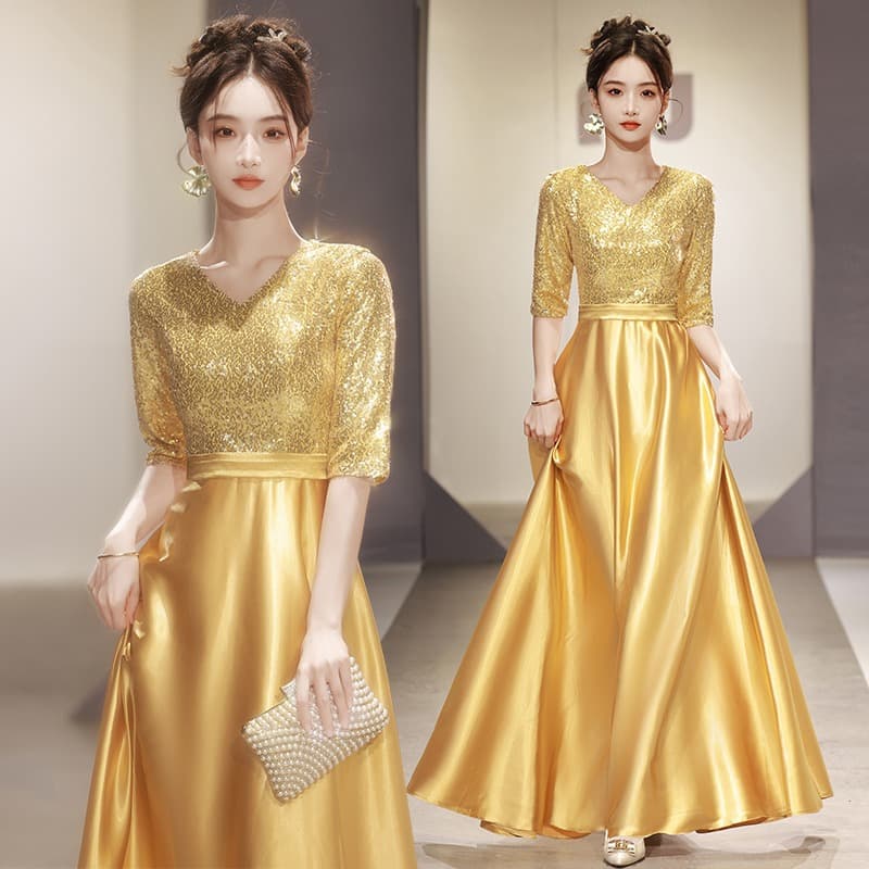 Black Choir Performance Women Host Conductor Dress Stage Competition Banquet Adult Evening Gown Long Dress