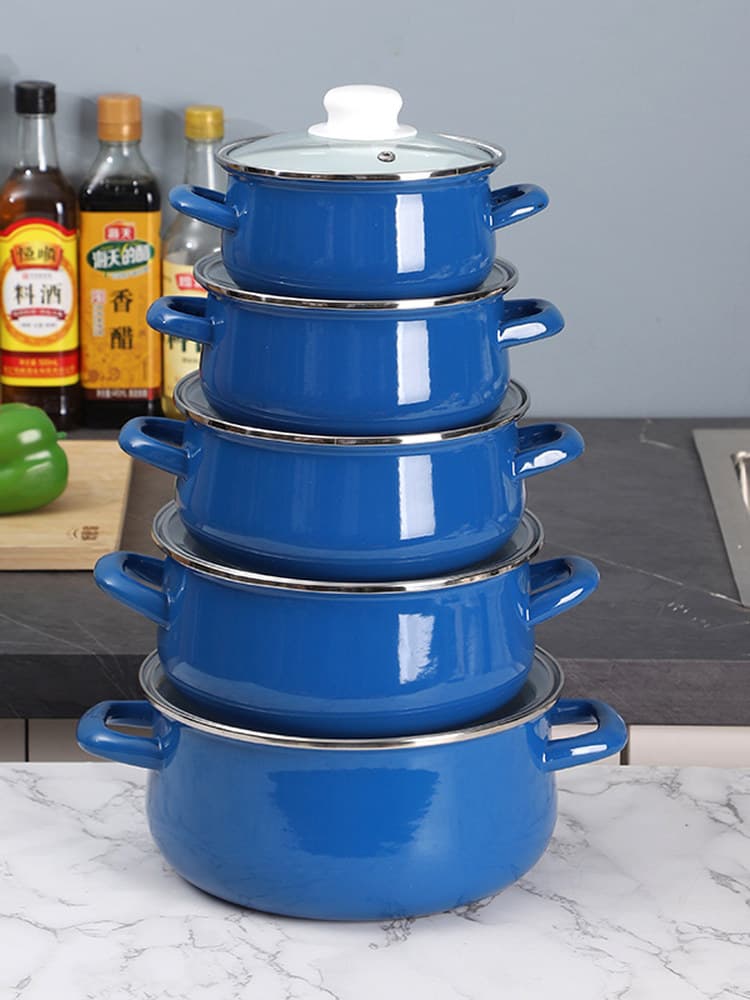 Ouli Home Enameled Cast Iron Pot, Enamel Stew Pot, Soup Pot, Luosifen Pot, Enamel Hot Pot, for Induction Cooker and Gas Stove