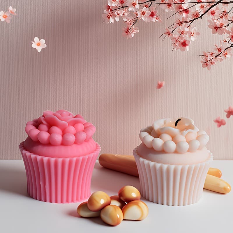 Flower Cupcake Candle Aroma Silicone Mold DIY Rose Cupcake Body Mousse Baking Mold