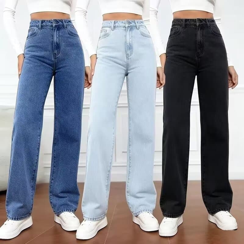 Source manufacturer new cross-border European and American high-waisted washed women's jeans Amazon long straight jeans for women