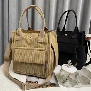 Original Corduroy Multi-Pocket Handbag & Crossbody Tote, Student Minimalist Versatile Lunch Bag
