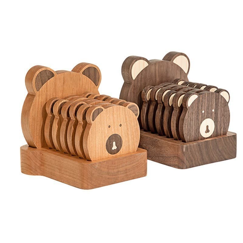 Wooden bear coaster, household kitchen tabletop, casserole heat insulation mat, solid wood practical mug/tea cup coaster