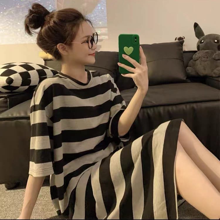 Sweet and Cute Sleep Dress for Women Summer 200 lbs Home Wear Thin Short Sleeve Loose Plus Size Sleepwear