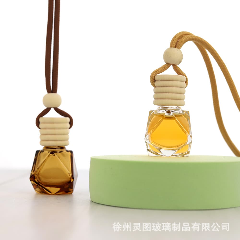 Multi-Sided Geometric Car Air Freshener Bottle Vent Clip, Volatile Perfume Bottle, Car Accessory, Glass Empty Bottle