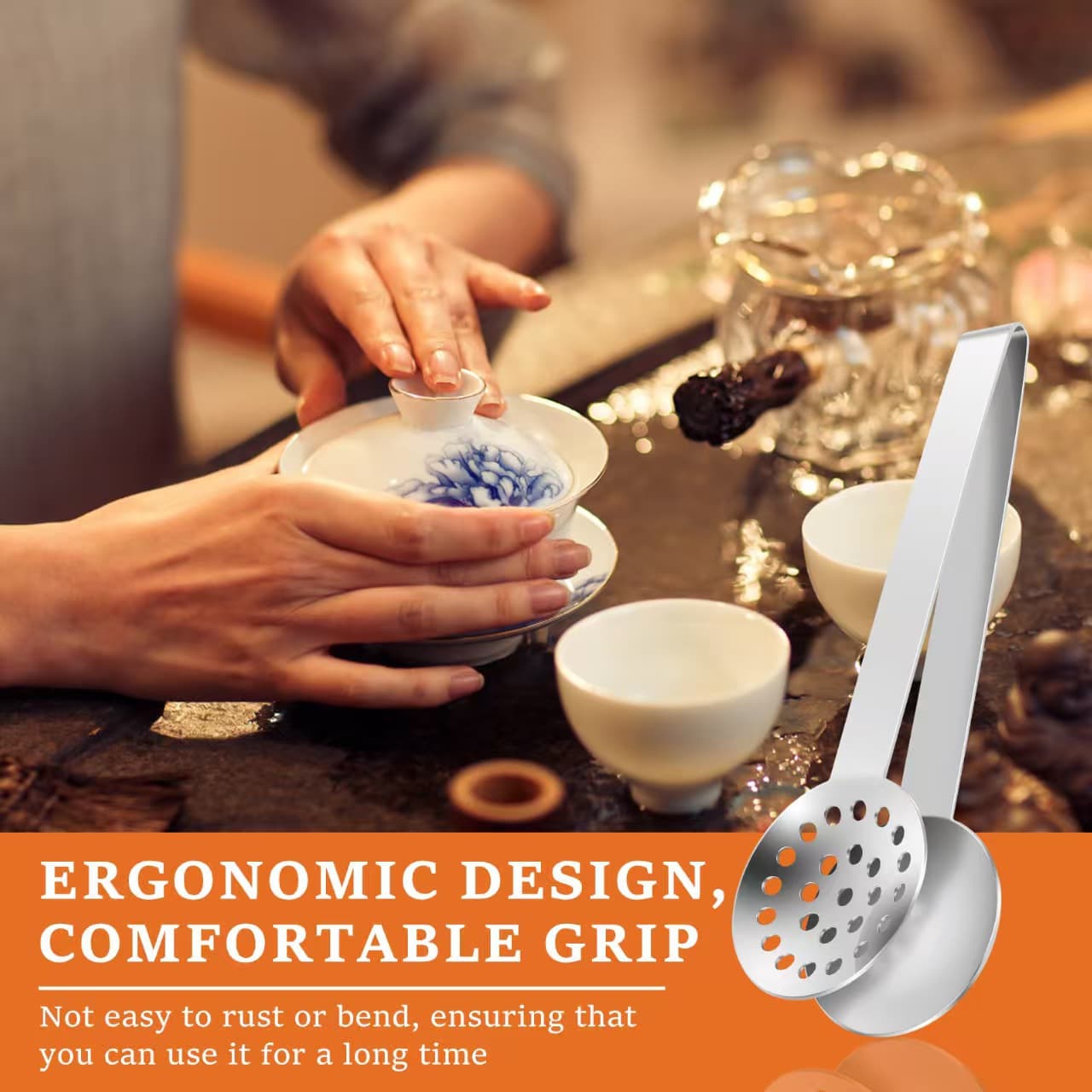 Innovative stainless steel tea bag clip and multi-functional tea leaf spoon, available for cross-border wholesale as a tea squeezing tool.