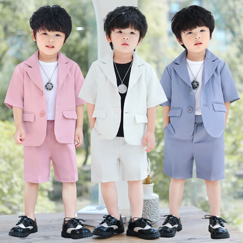 Children's Casual Suit Set Summer Boys' Tuxedo British Style Suit for Toddlers and Kids Handsome Baby Trendy Clothing