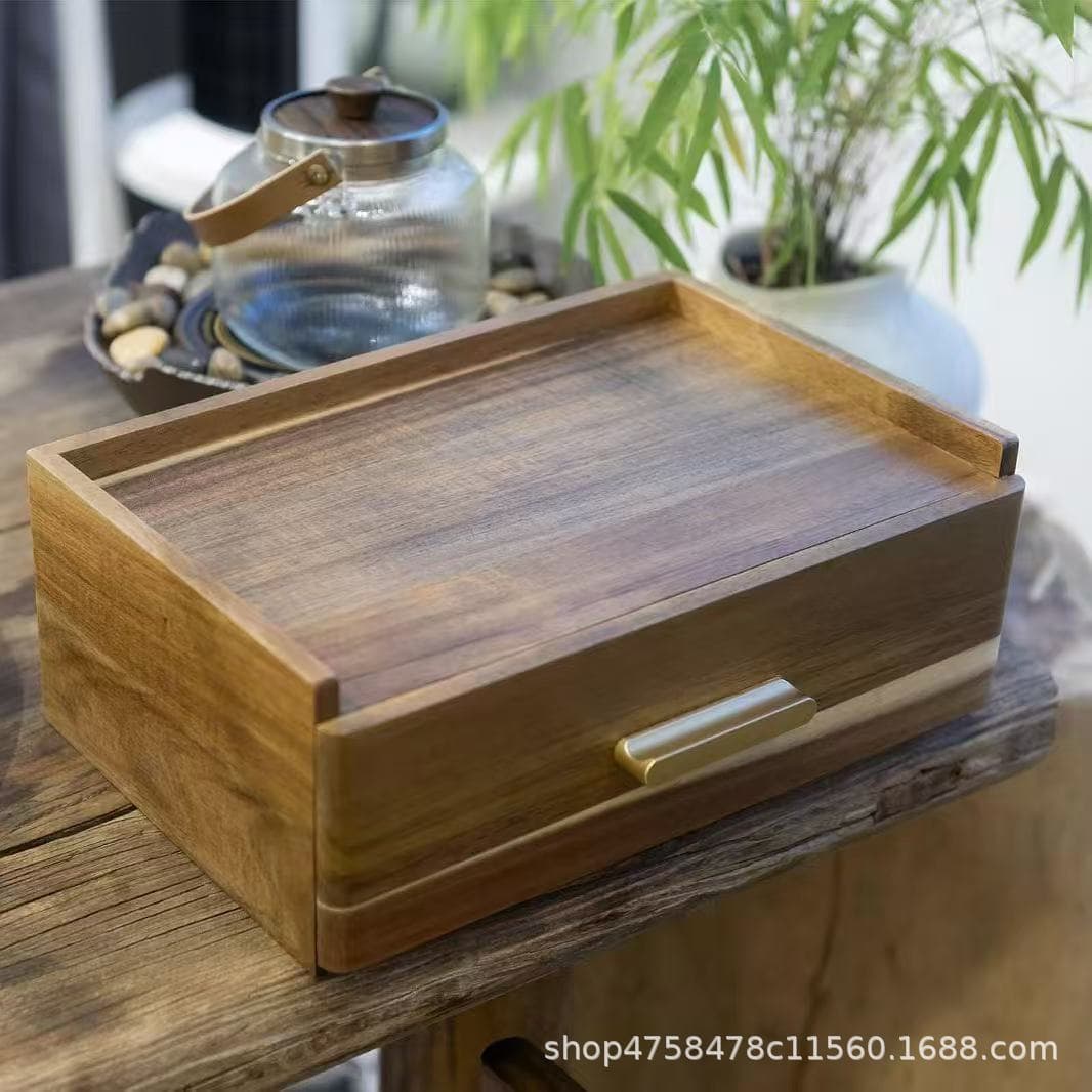Multi-compartment Wooden Tea Bag Storage Box, Desktop Tea Set Wooden Organizer Rack, Coffee Tea Bag Solid Wood Drawer Storage Box