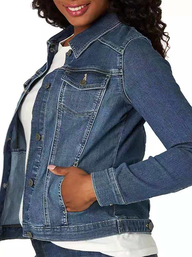 Fashionable Short Denim Jacket Women's Slim Fit Long Sleeve 2021 Autumn Cotton Comfortable Casual Style Commute Style