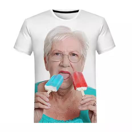New Creative Funny 3D Print Cute T-Shirt Granny Humor Popsicle Casual Shirt Loose Oversized Top
