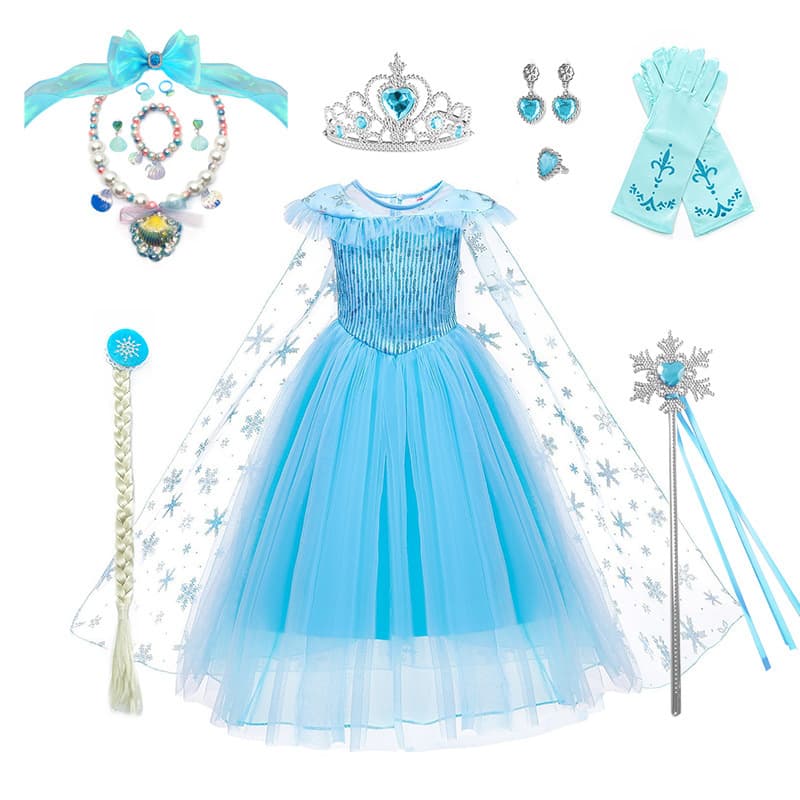 Cross-border Trade Frozen Queen Dress Tulle Skirt with Cape Elsa Princess Dress