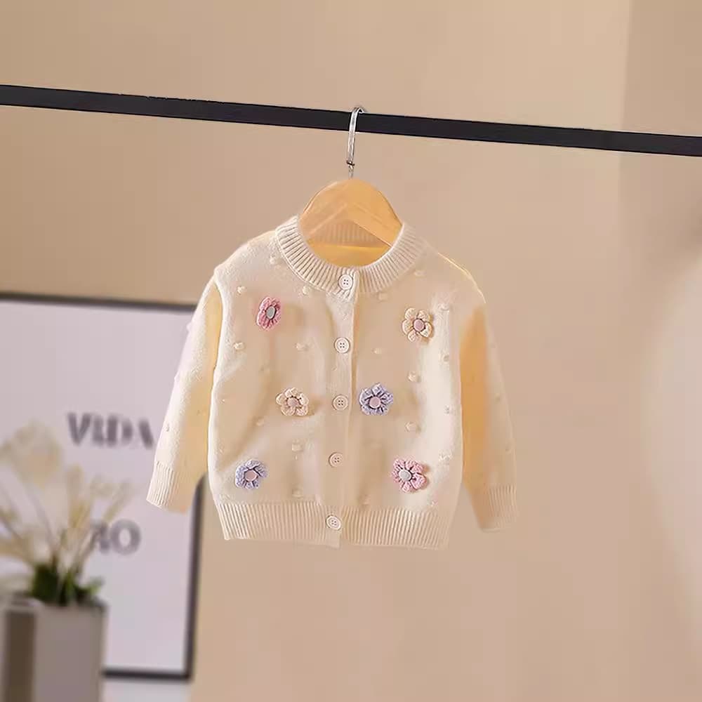 Girls' Spring/Fall Knit Cardigan New Style Kids Sweater for Toddlers and Young Girls Fashionable Outerwear