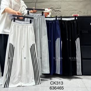 Qiqi Autumn Girls Children's Sweatpants Spring Autumn Girls Webbing Wide Leg Long Pants Casual Loose Medium to Large Kids Huzhou Children's Clothing