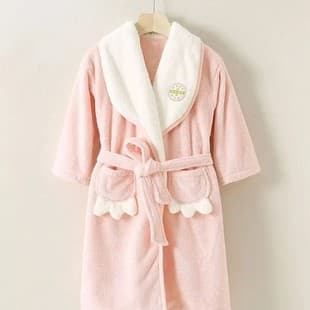 Mifei Cross-Border Children's Bathrobe for Girls, Coral Fleece Absorbent Cape, Baby Bathrobe for Autumn and Winter, Toddler Towel Robe