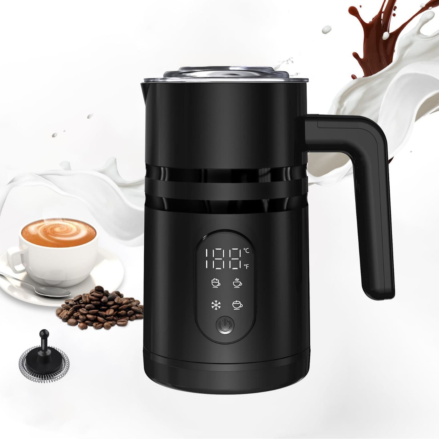 Cross-border Milk Frother with Temperature Display, Home Use Milk Heater and Frother, 2025 Magnetic Suspension Electric Model