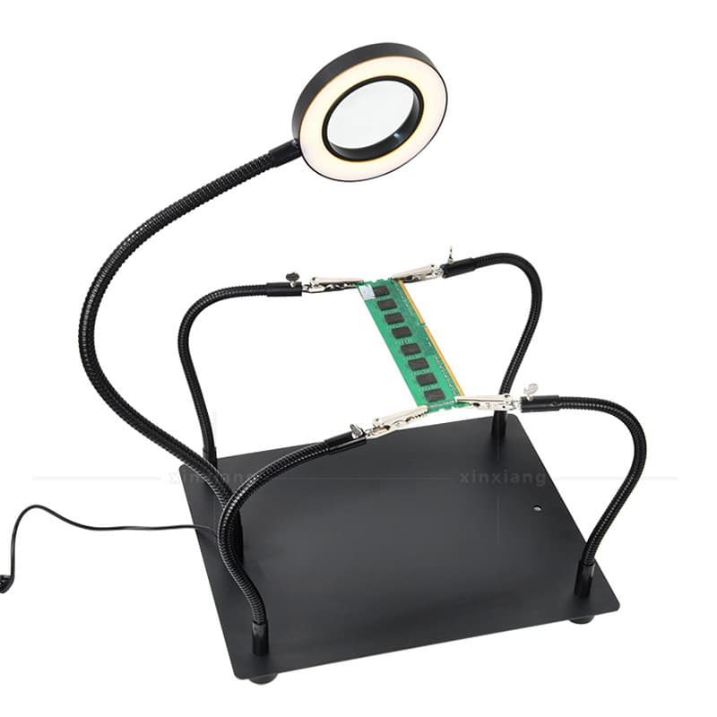 Welding repair auxiliary clip-type circuit board chip detection hose 5x 3-color ten-stop LED light source magnifying glass
