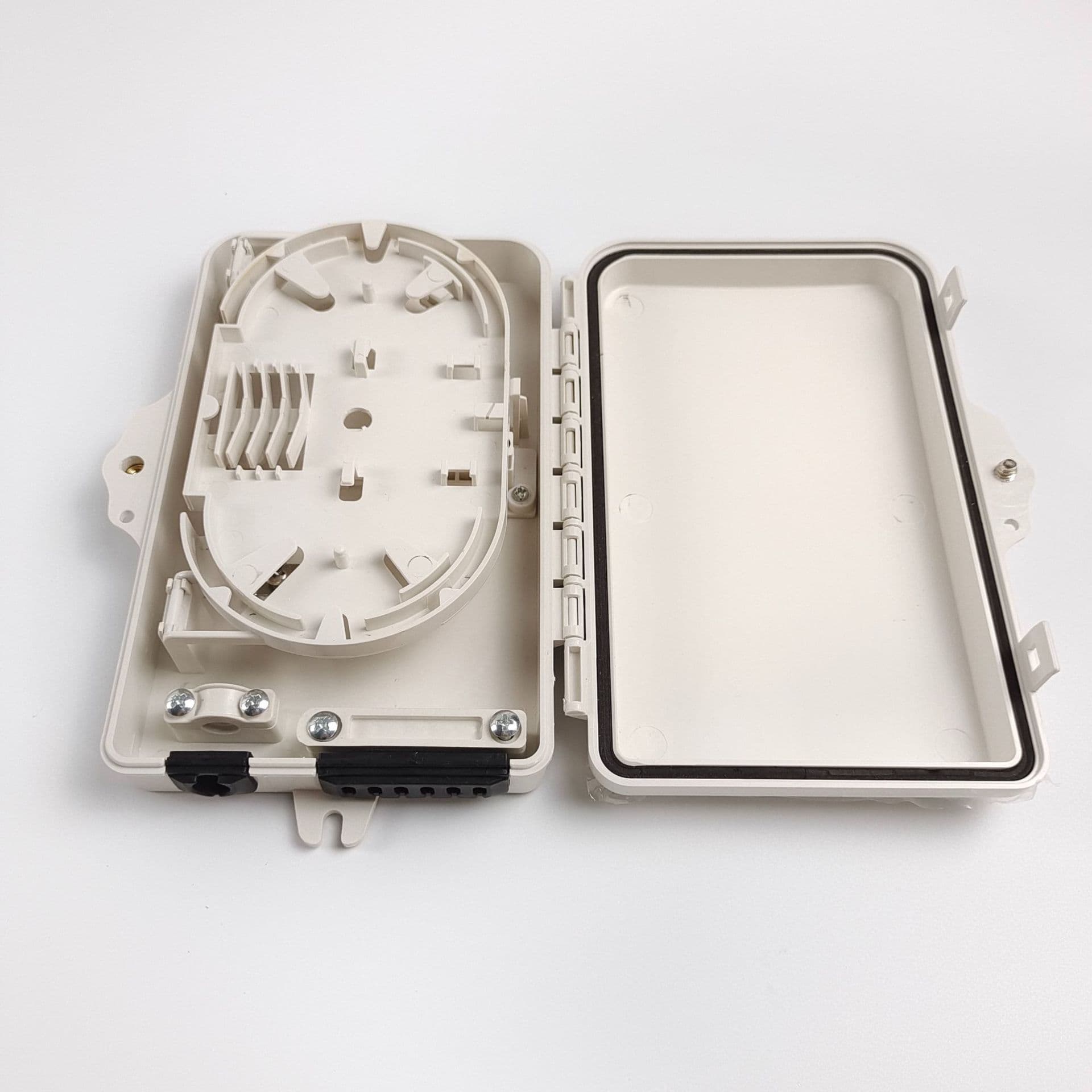 Factory Direct Waterproof Outdoor Fiber Optic Splice Closure 1 Input 4 Output ABS Terminal Box with Splitter Slot