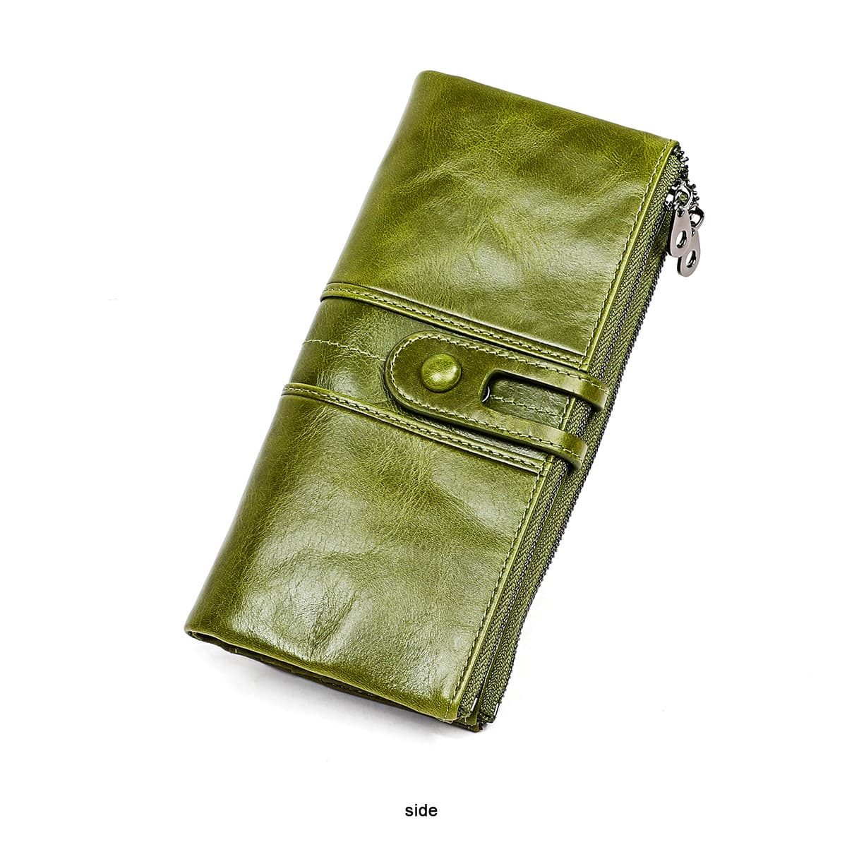 Cross-border Source RFID Women's Wallet Top Layer Leather Tri-fold Wallet Multi-functional Long Zipper Wallet Storage Bag