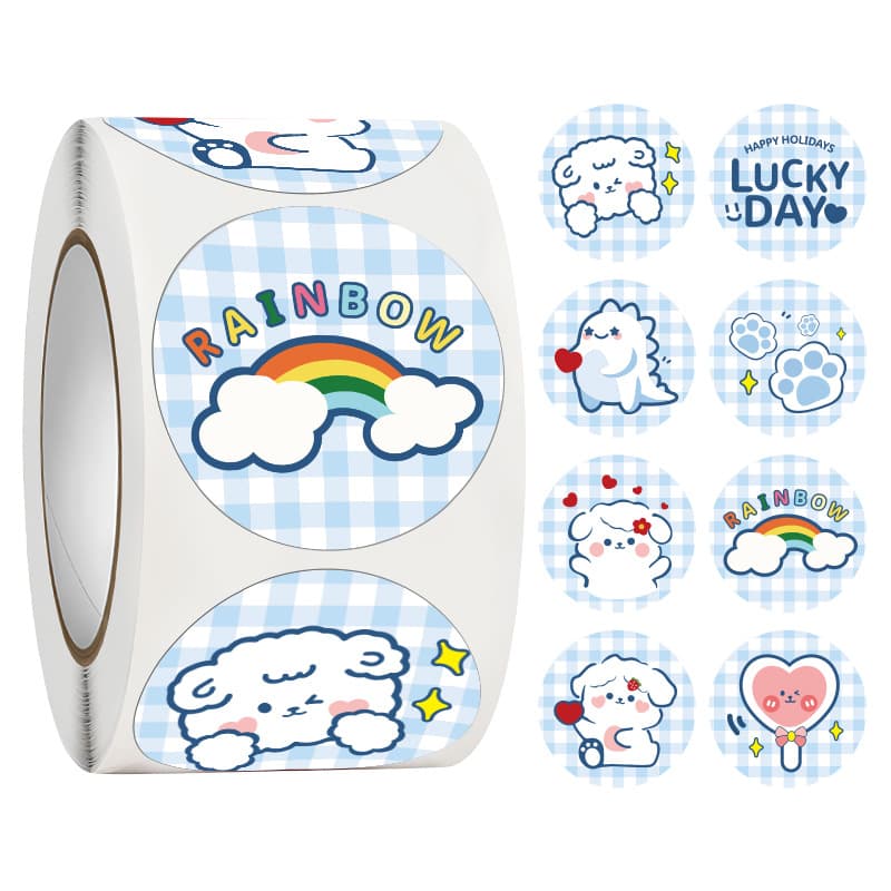 Wholesale Cartoon Cute Sticker Round Seal Sticker Children Gift Packaging Decoration Seal Sticker Self-Adhesive