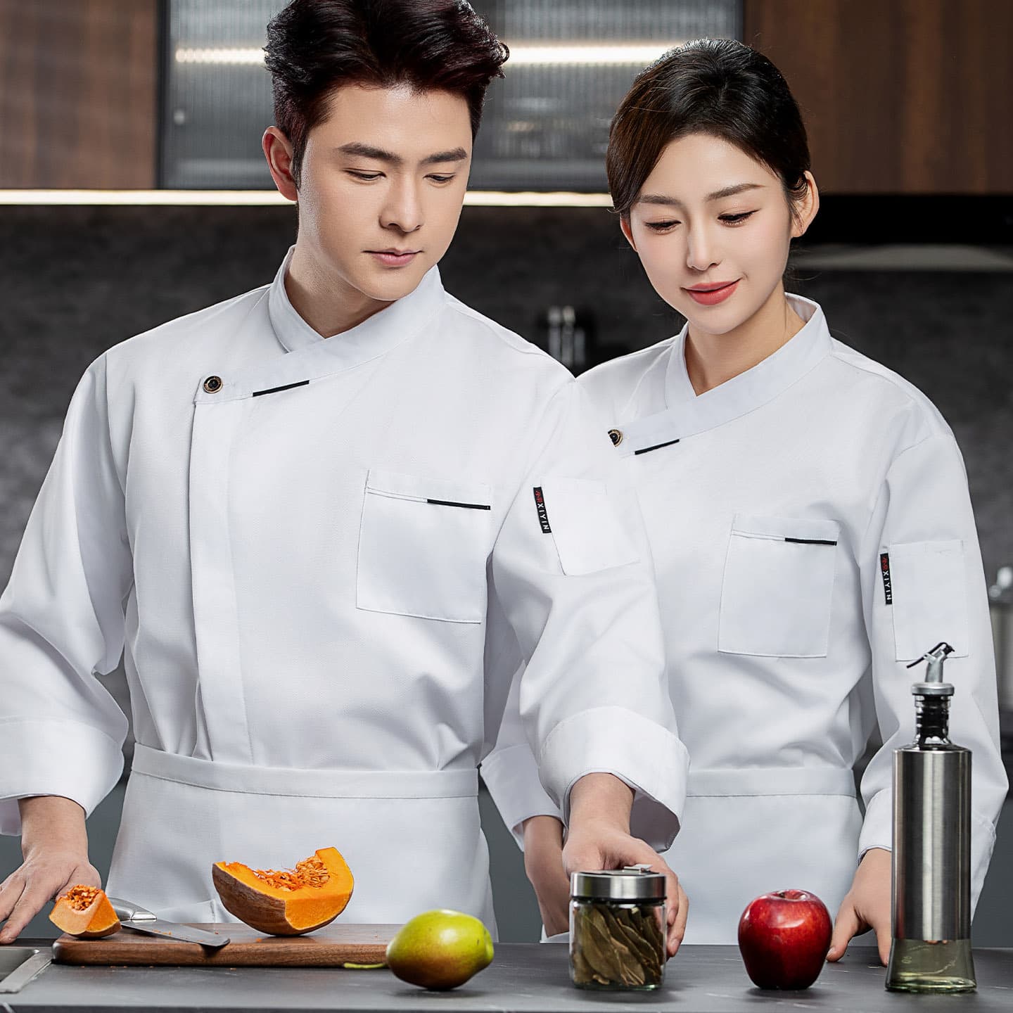 French Chef Work Uniform Long Sleeve Men's Restaurant Kitchen Breathable Sweat Absorbent Summer Chef Short Sleeve Women's