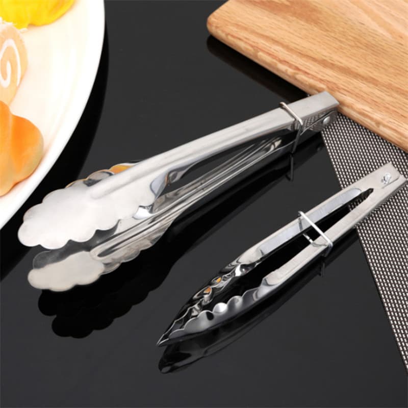 Stainless Steel Food Tongs, Kitchen BBQ and Grilling Tongs, Home Use Anti-Scald Bread and Food Tongs, Thick Commercial Vegetable Tongs