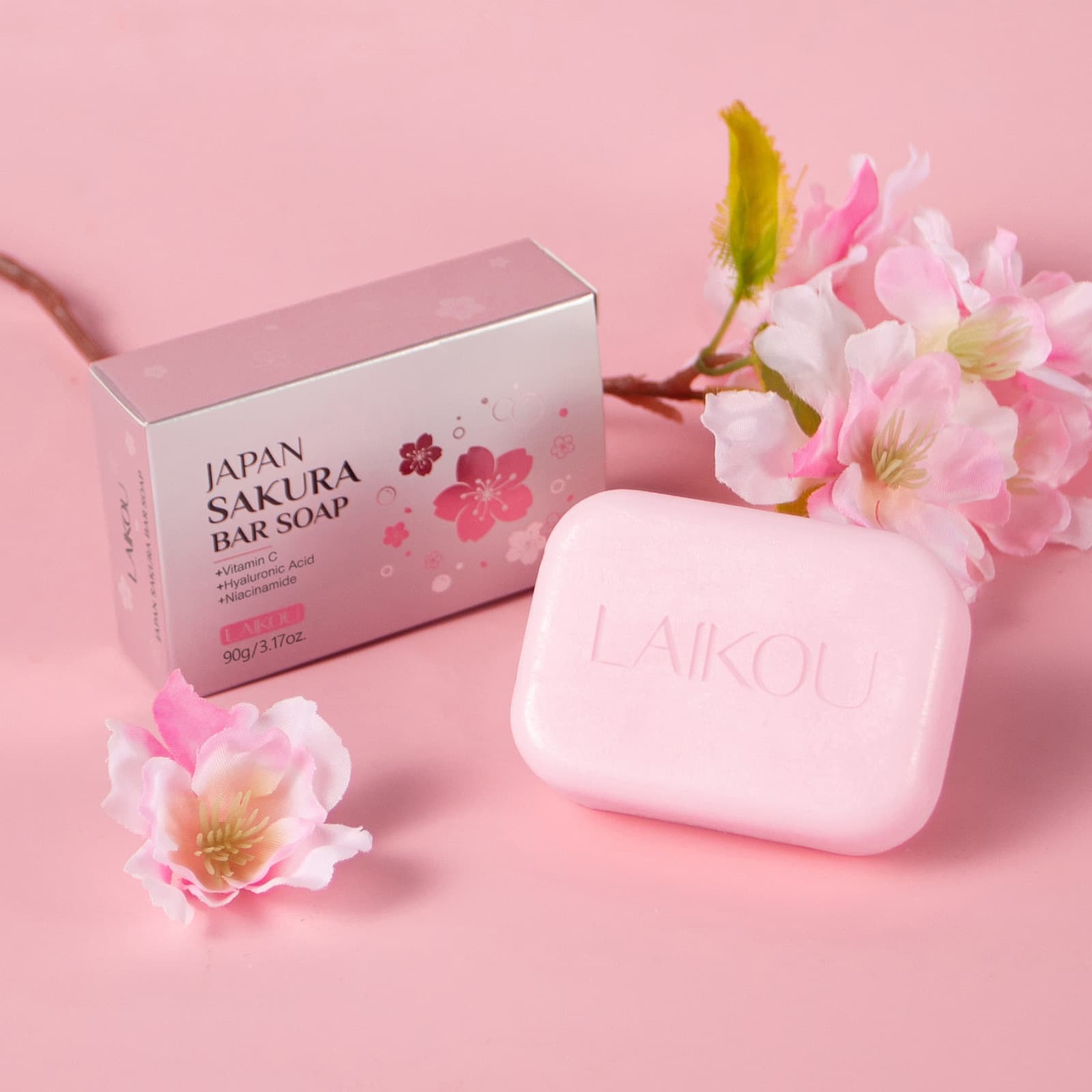 Cross-Border Laiko Sakura Soap 90g Facial Cleansing Body Cleansing Soap Soap Care Moisturizing Foreign Trade Soap