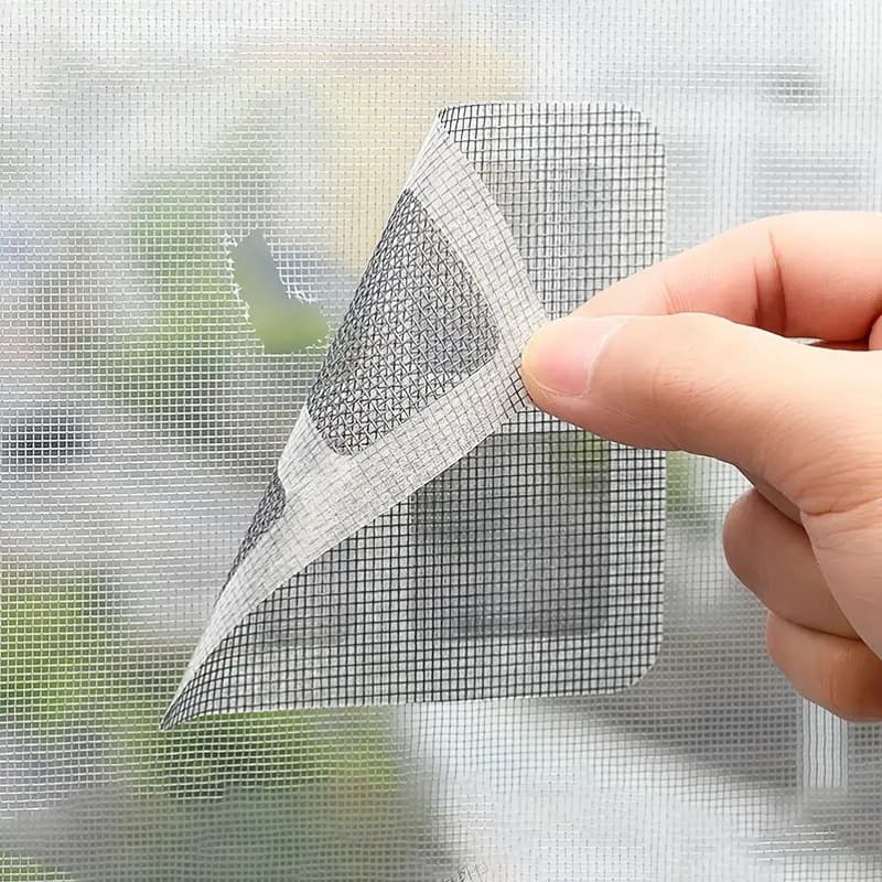 Household window screen repair patch for mosquito net holes, curtain mesh mending, and damage restoration patches.