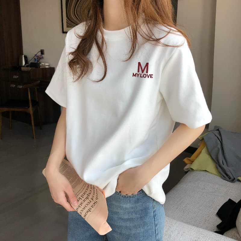 high quality Short-sleeved T-shirt Women's Men's Loose Summer New 100 Cotton Base Crewneck Top Ins Trendy Internet Popular