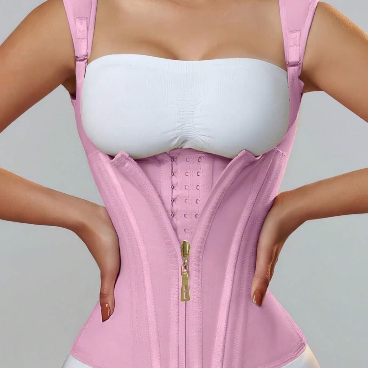 Cross-border mesh high-elasticity waist cincher 15-bone posture correction zipper snap shaping top vest style belly control waistband tight-fitting