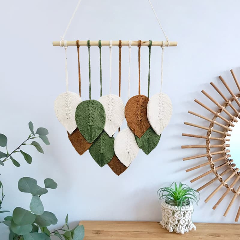 Bohemian tassel woven leaf tapestry Nordic living room B&B tapestry room wall hand-woven art