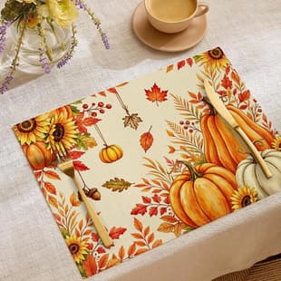 Factory Direct Autumn Pumpkin Placemat Linen-Like Thanksgiving Decorative Table Mat Square Heat-Resistant Dinner Mat for Cross-Border
