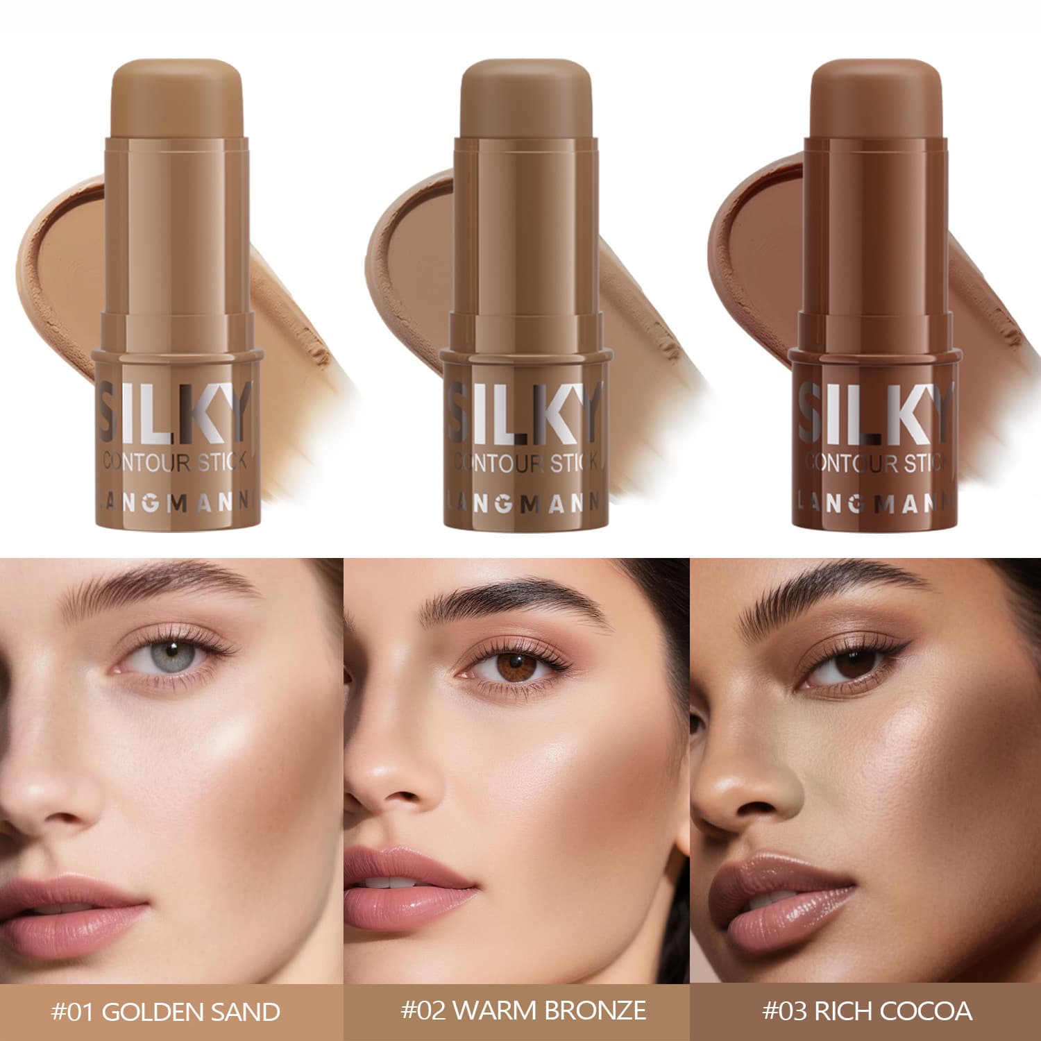LANGMANNI Three-Color Contour Stick Multi-Function Face Highlighting Cream