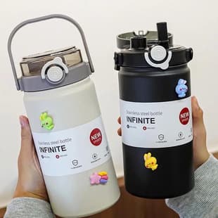 New Stylish Dual-Drink Large-Capacity 316 Insulated Cup Outdoor Sports Hiking Cold-Keeping Portable Handled Water Bottle
