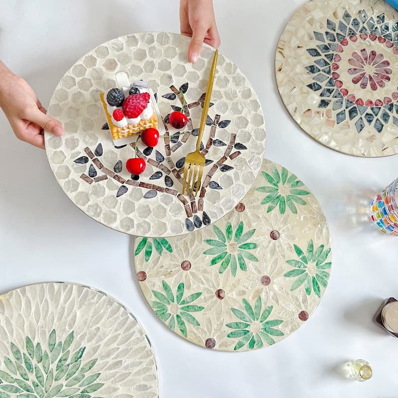 Round Nordic Light Luxury Ins Style Shell Heat Insulation Mat, Shell Round Placemat, Tabletop Plate Mat Decorative Anti-Scald Tableware