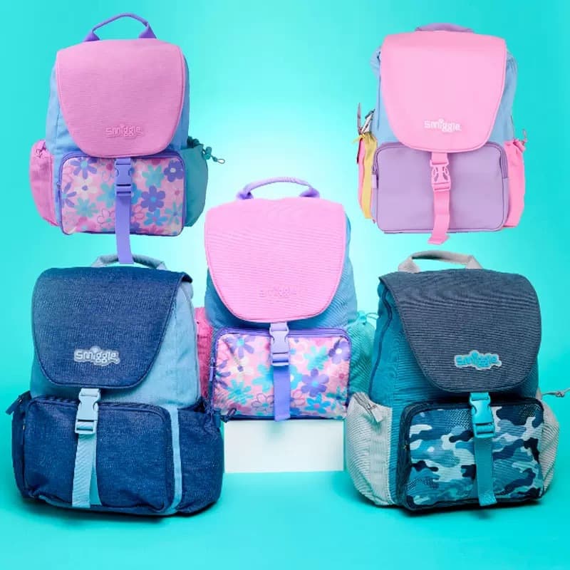 Australia Smiggle Kids Backpack for Primary School Students, Large Capacity Double Shoulder Bag, Cartoon Pressure Relief, Cute Flower for Boys and Girls