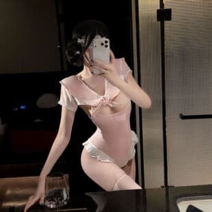 Sailor Style Japanese Schoolgirl Open-Crotch Bodysuit Sweet Maid Lingerie Set