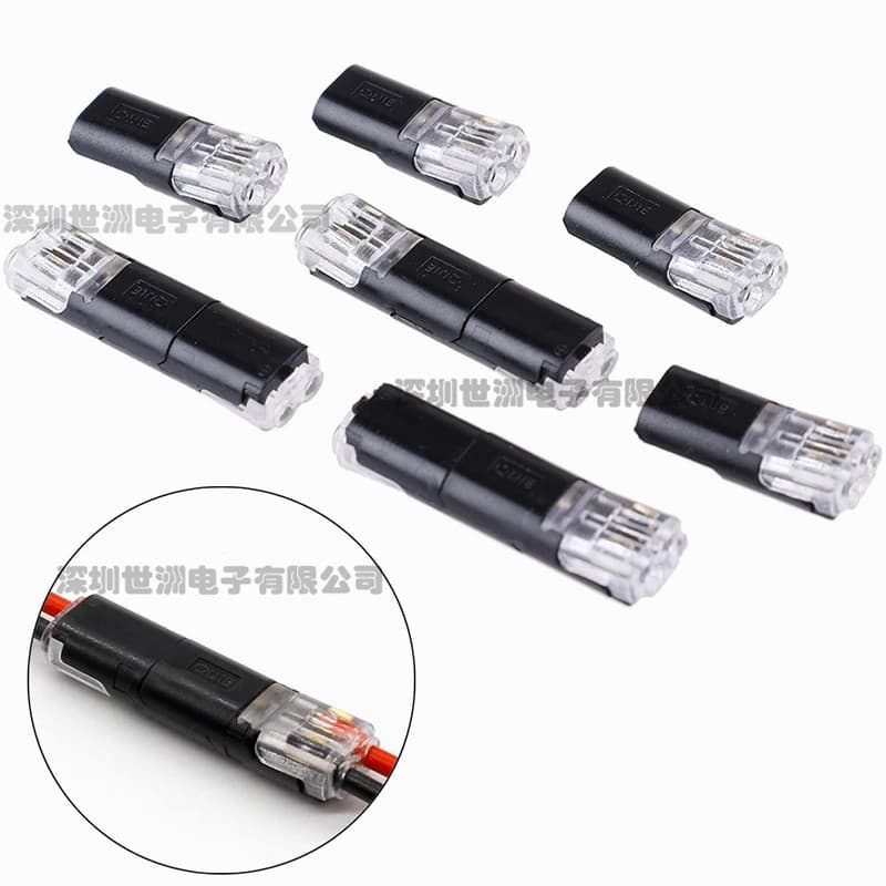 D2 Interlocking Connector, 2Pin Red-Black Power Wire, Stripping-Free Crimp Terminal with Locking Clip