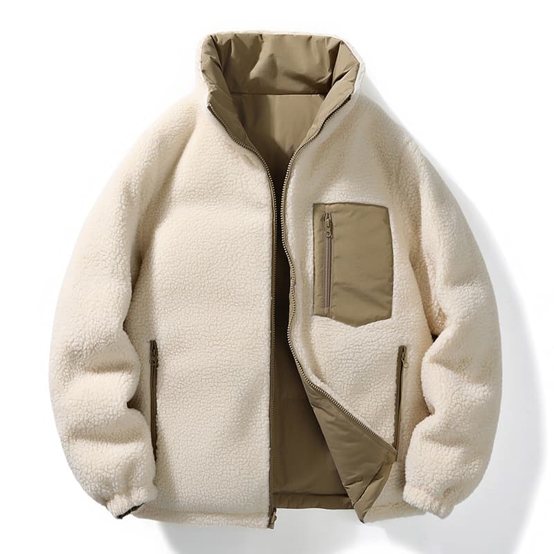 Plus size plus size stand collar warm thick clothing for men and women, double-sided lamb wool clothing for couples, outdoor leisure and warmth