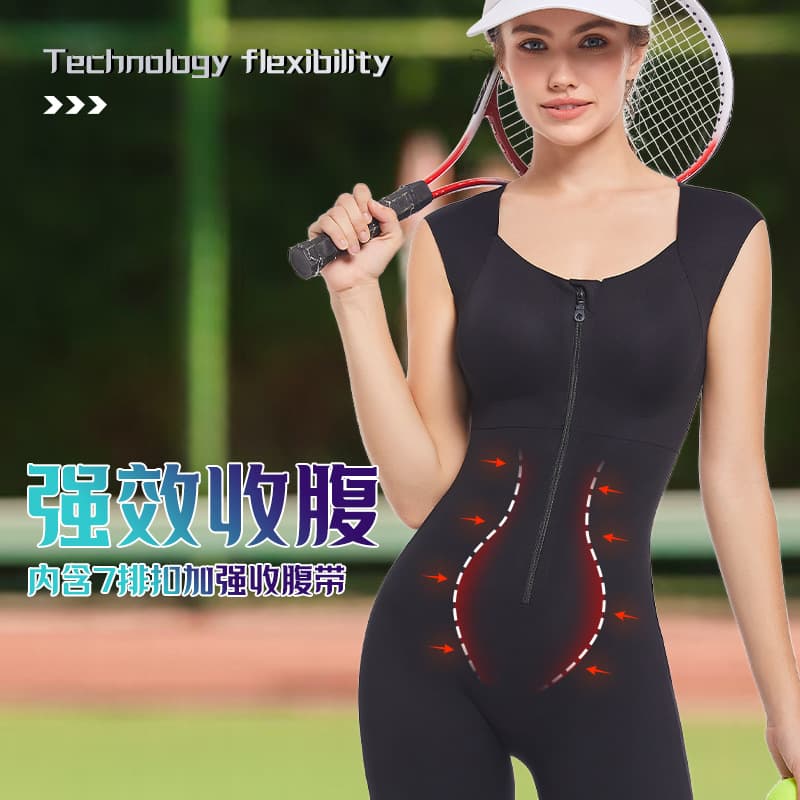 Live streaming bestseller mermaid zipper bodysuit shapewear strong double-layer tummy control no-bra needed push-up yoga wear for women.