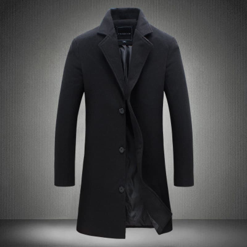 Wool Overcoat 2024 Foreign Trade Men's New Korean Style Slim-Fit Mid-Length Trench Coat Men's Wool Fabric Jacket Men